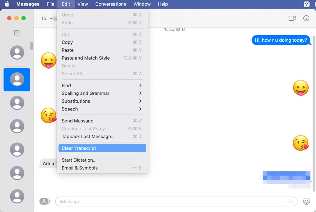 Clear Message transcript on Mac