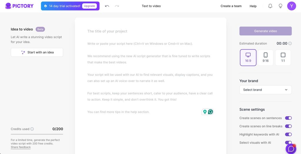Convert Text to Video with Pictory