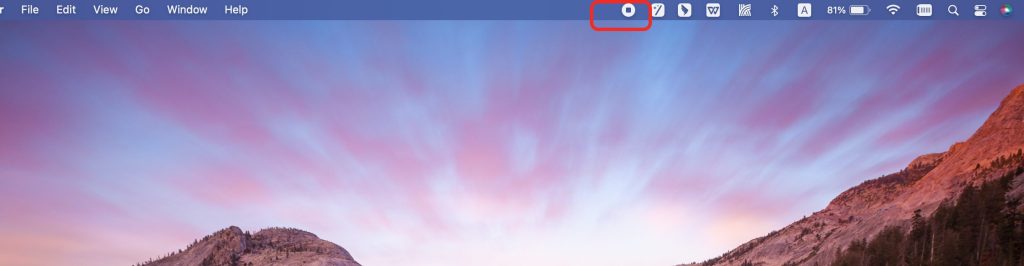 Using Mac Built-in Screenshot Toolbar to Stop Screen Recording