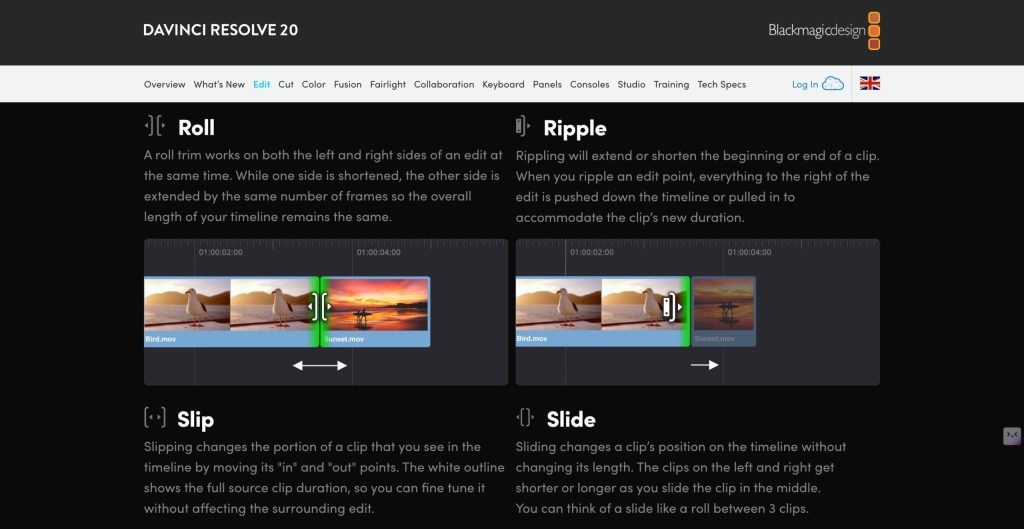 Davinci Resolve Video Editing Homepage